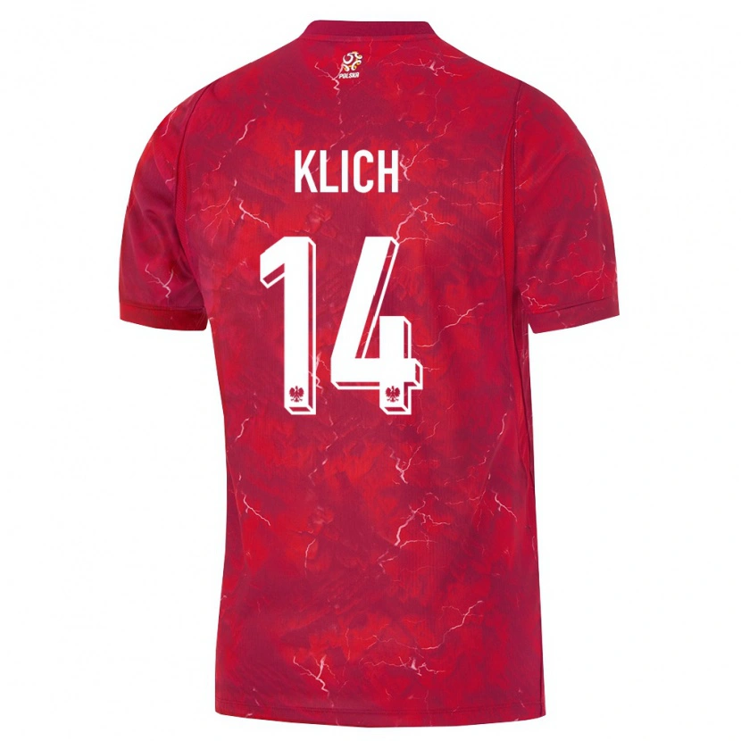 Danxen Mujer Camiseta Polonia Mateusz Klich #14 Rojo Blanco 2ª Equipación 26-28 La Camisa México