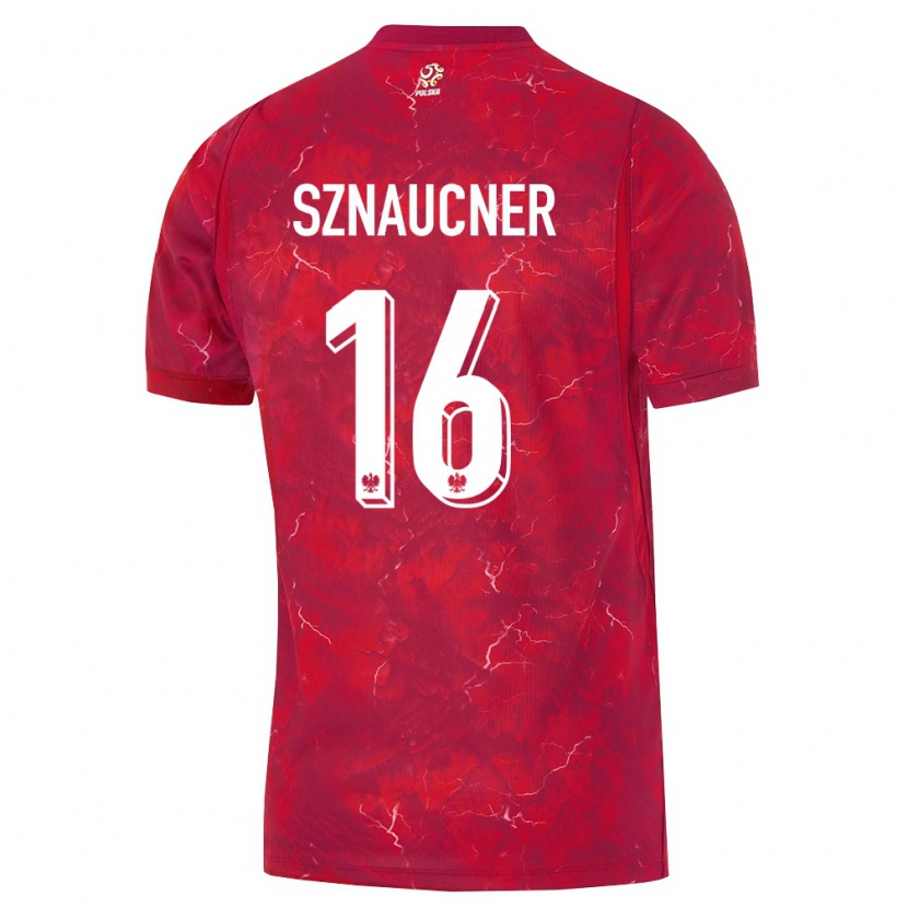 Danxen Mujer Camiseta Polonia Maksymilian Sznaucner #16 Rojo Blanco 2ª Equipación 26-28 La Camisa México