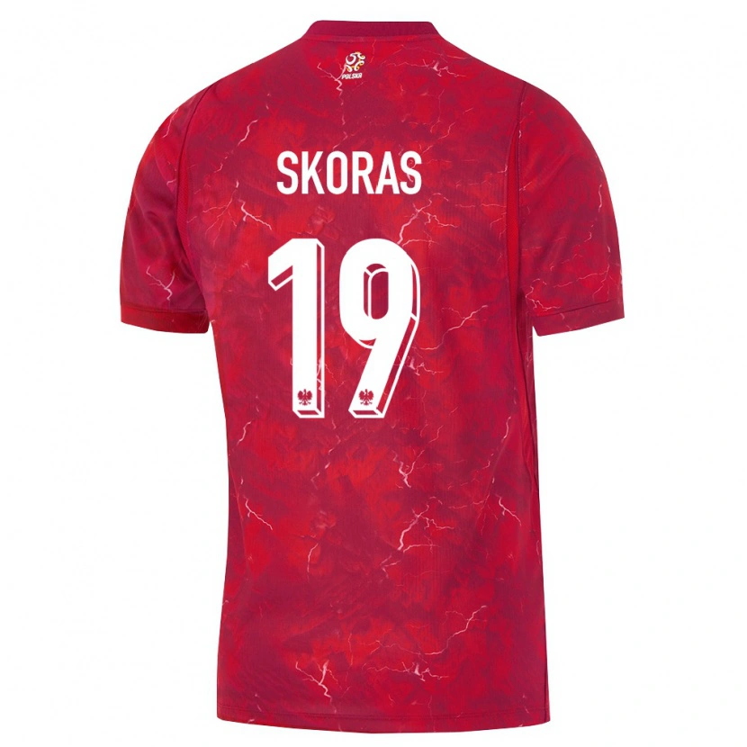 Danxen Mujer Camiseta Polonia Michal Skoras #19 Rojo Blanco 2ª Equipación 26-28 La Camisa México