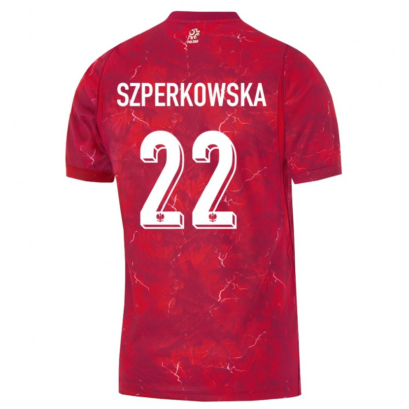 Danxen Mujer Camiseta Polonia Oliwia Szperkowska #22 Rojo Blanco 2ª Equipación 26-28 La Camisa México