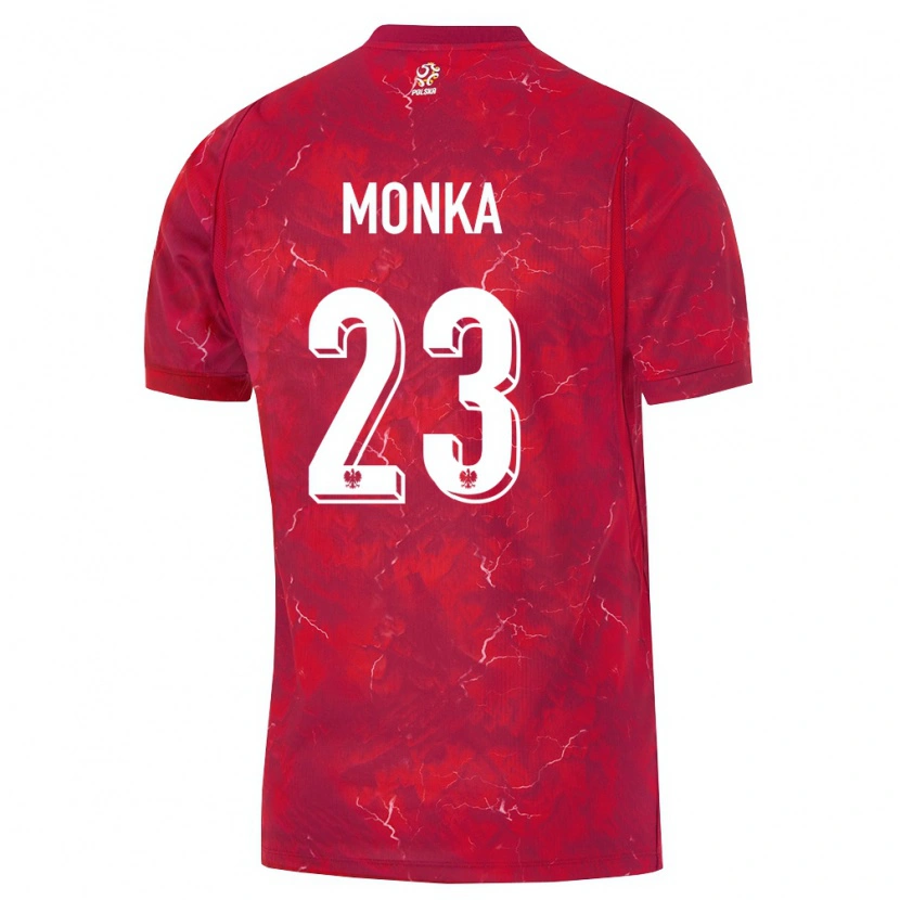 Danxen Mujer Camiseta Polonia Wojciech Mońka #23 Rojo Blanco 2ª Equipación 26-28 La Camisa México