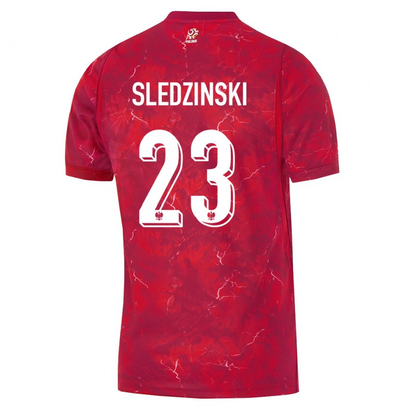 Danxen Mujer Camiseta Polonia Eryk Sledzinski #23 Rojo Blanco 2ª Equipación 26-28 La Camisa México