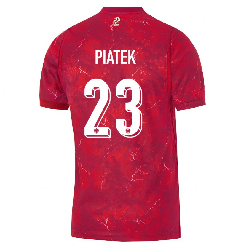 Danxen Mujer Camiseta Polonia Krzysztof Piatek #23 Rojo Blanco 2ª Equipación 26-28 La Camisa México