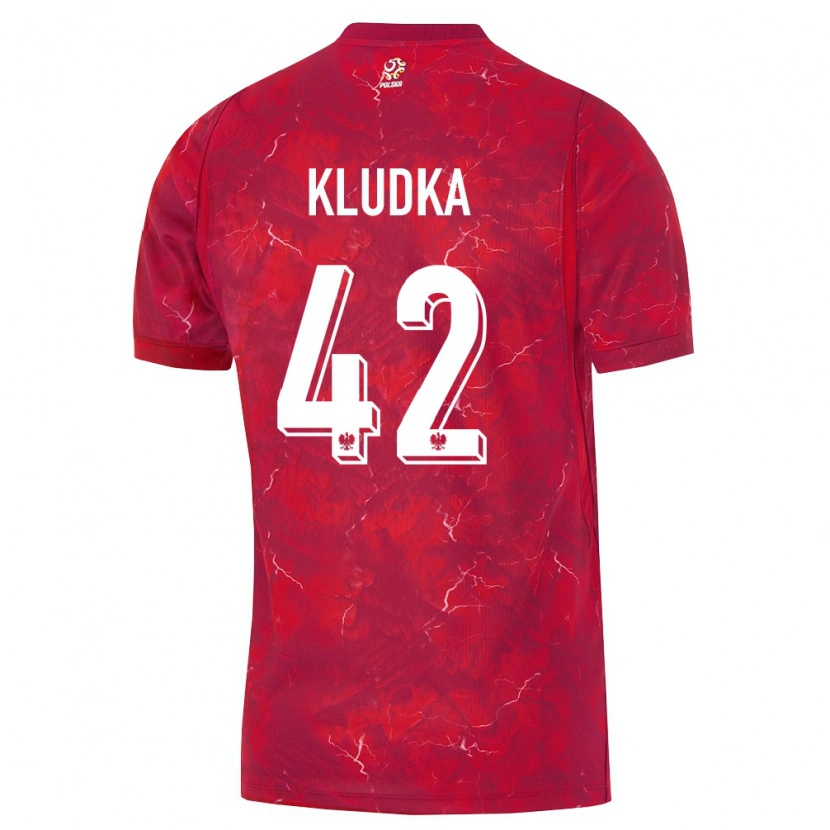 Danxen Mujer Camiseta Polonia Bartlomiej Kludka #42 Rojo Blanco 2ª Equipación 26-28 La Camisa México