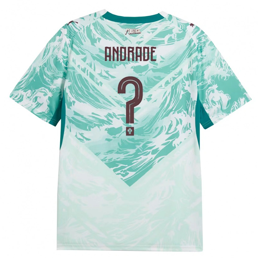 Danxen Mujer Camiseta Portugal Tiago Andrade #0 Azul Cielo Blanco Verde 2ª Equipación 26-28 La Camisa México