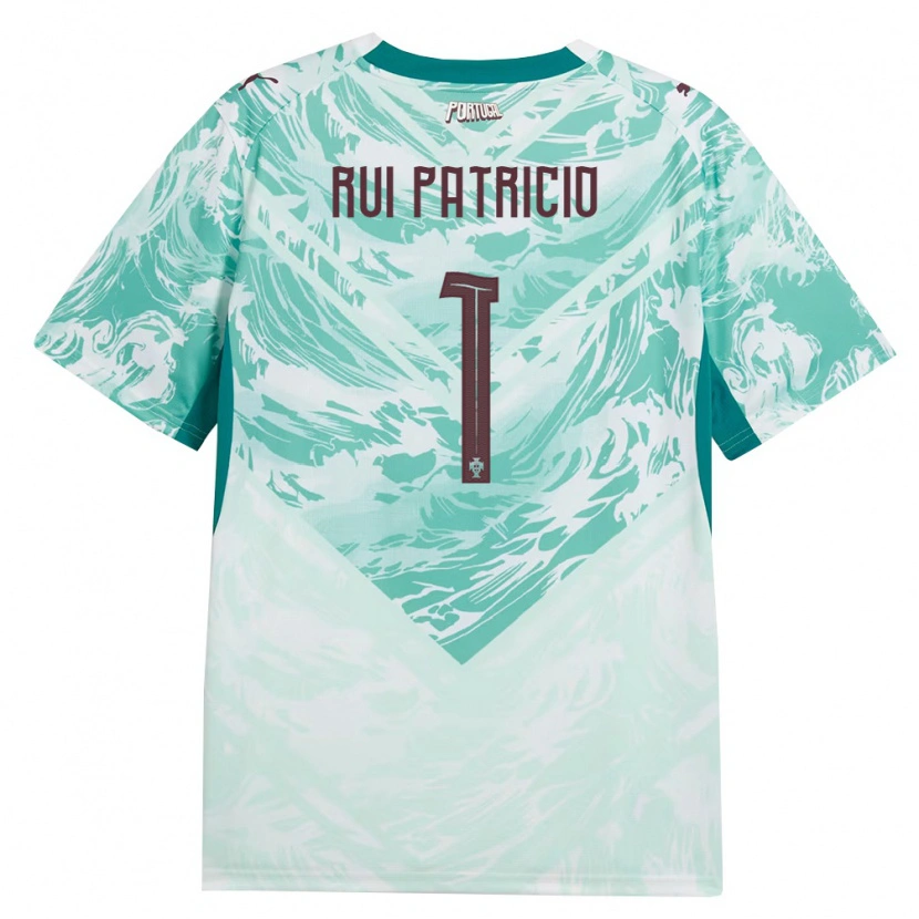 Danxen Mujer Camiseta Portugal Rui Patricio #1 Azul Cielo Blanco Verde 2ª Equipación 26-28 La Camisa México