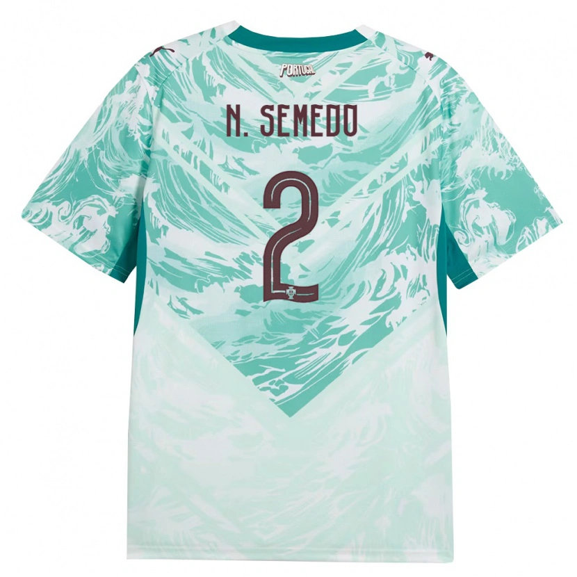 Danxen Mujer Camiseta Portugal Nélson Semedo #2 Azul Cielo Blanco Verde 2ª Equipación 26-28 La Camisa México