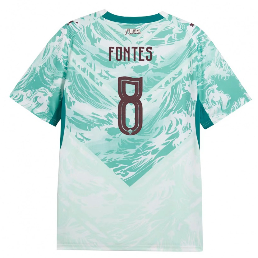 Danxen Mujer Camiseta Portugal Gonçalo Fontes #8 Azul Cielo Blanco Verde 2ª Equipación 26-28 La Camisa México