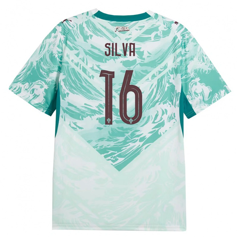 Danxen Mujer Camiseta Portugal Diana Silva #16 Azul Cielo Blanco Verde 2ª Equipación 26-28 La Camisa México