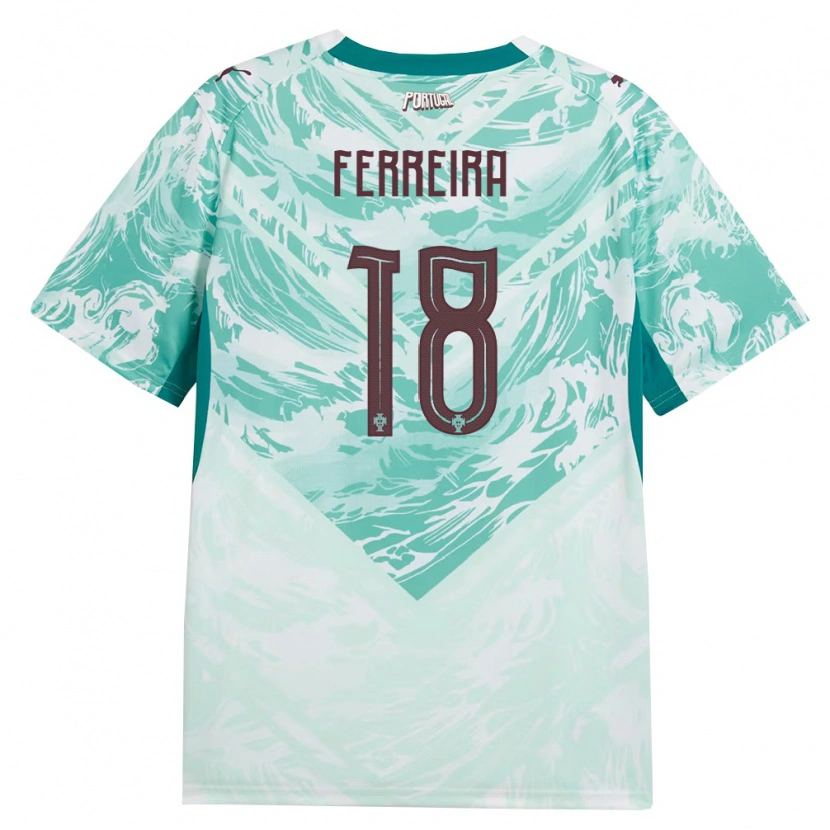 Danxen Mujer Camiseta Portugal Isaac Ferreira #18 Azul Cielo Blanco Verde 2ª Equipación 26-28 La Camisa México
