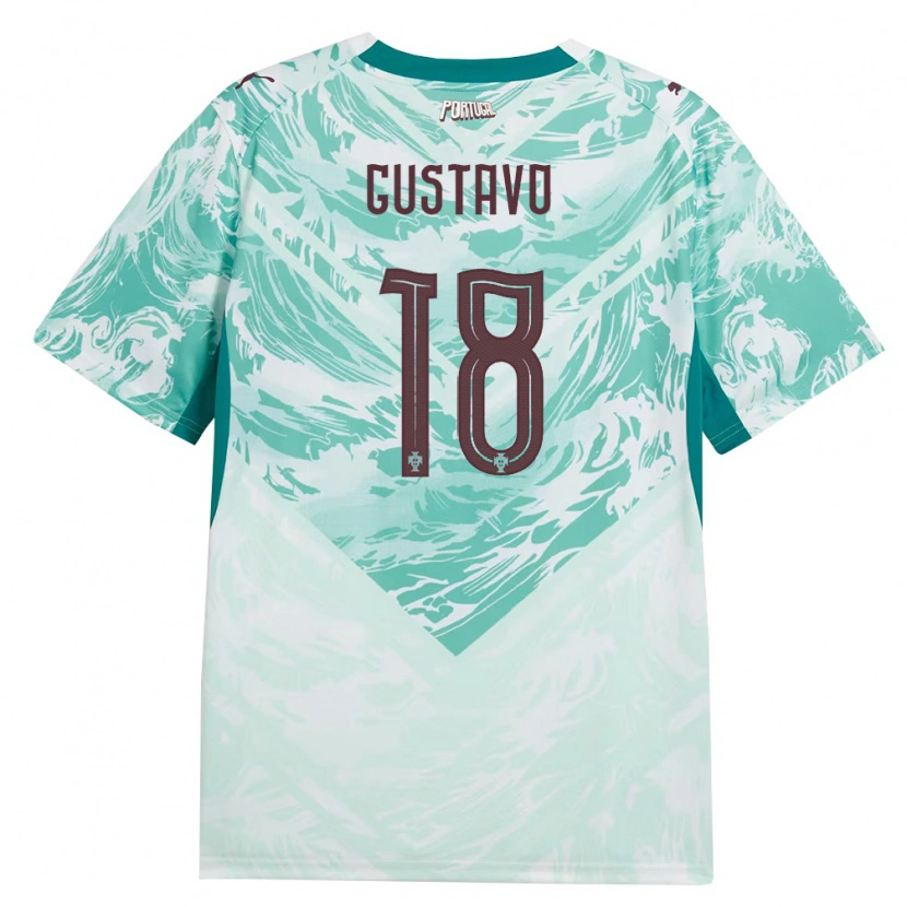 Danxen Mujer Camiseta Portugal Gustavo Ferreira #18 Azul Cielo Blanco Verde 2ª Equipación 26-28 La Camisa México