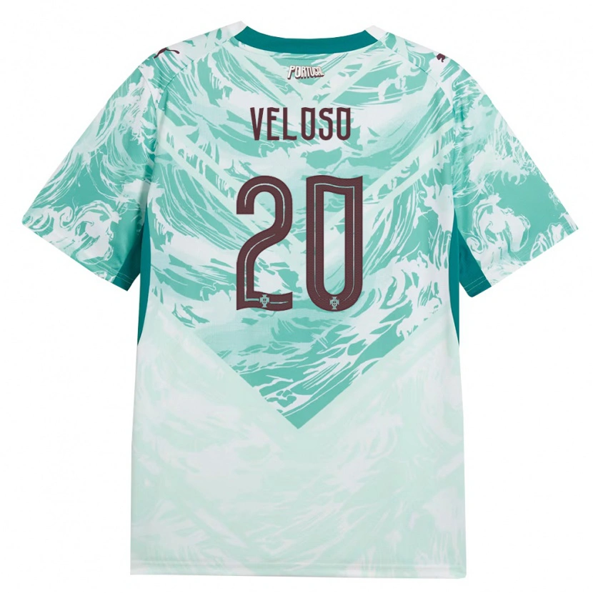 Danxen Mujer Camiseta Portugal João Veloso #20 Azul Cielo Blanco Verde 2ª Equipación 26-28 La Camisa México