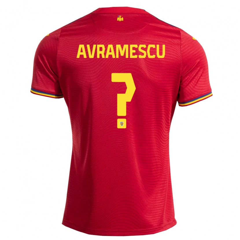 Danxen Mujer Camiseta Rumania Ianis Avrămescu #0 Rojo Marino Amarillo 2ª Equipación 26-28 La Camisa México