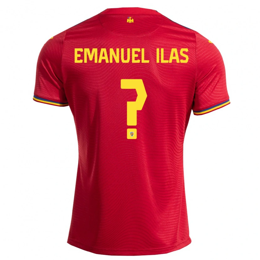 Danxen Mujer Camiseta Rumania Emanuel Ilaș #0 Rojo Marino Amarillo 2ª Equipación 26-28 La Camisa México
