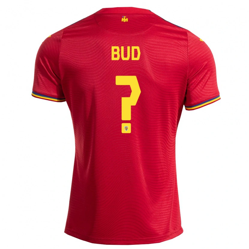 Danxen Mujer Camiseta Rumania Gabriel Bud #0 Rojo Marino Amarillo 2ª Equipación 26-28 La Camisa México