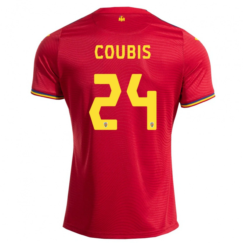 Danxen Mujer Camiseta Rumania Andrei Coubiș #24 Rojo Marino Amarillo 2ª Equipación 26-28 La Camisa México
