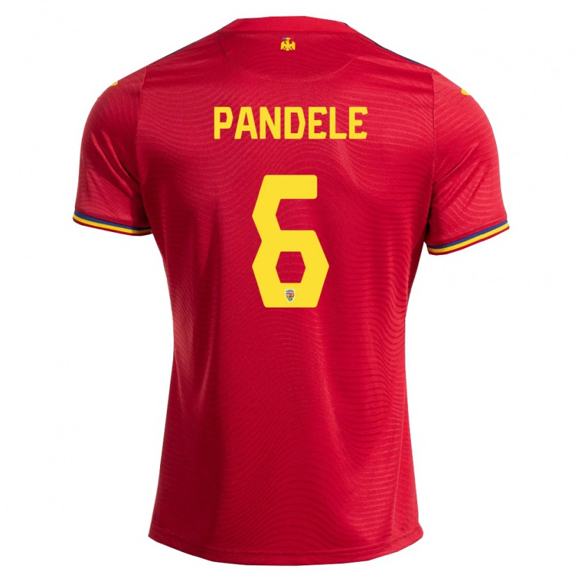 Danxen Mujer Camiseta Rumania Andrei Pandele #6 Rojo Marino Amarillo 2ª Equipación 26-28 La Camisa México