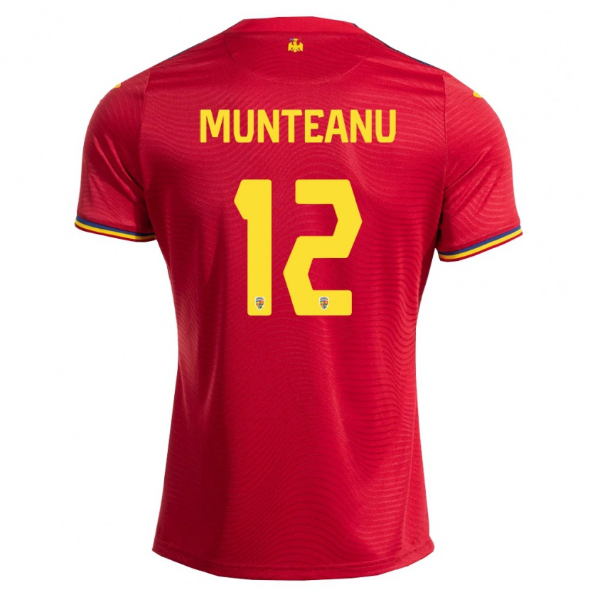 Danxen Mujer Camiseta Rumania Rafael Munteanu #12 Rojo Marino Amarillo 2ª Equipación 26-28 La Camisa México