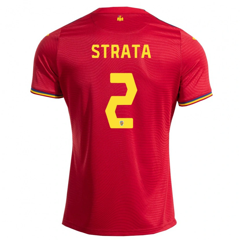 Danxen Mujer Camiseta Rumania Tony Strata #2 Rojo Marino Amarillo 2ª Equipación 26-28 La Camisa México