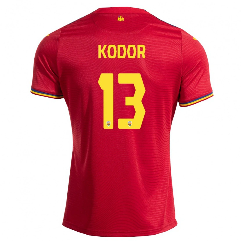 Danxen Mujer Camiseta Rumania Jason Kodor #13 Rojo Marino Amarillo 2ª Equipación 26-28 La Camisa México