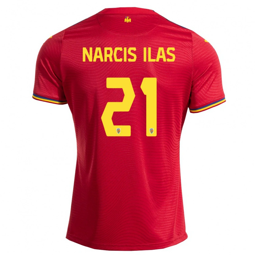 Danxen Mujer Camiseta Rumania Narcis Ilaș #21 Rojo Marino Amarillo 2ª Equipación 26-28 La Camisa México