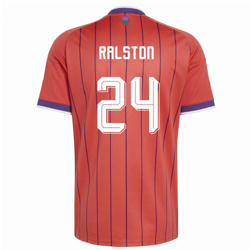 Danxen Mujer Camiseta Escocia Anthony Ralston #24 Naranja Púrpura 2ª Equipación 26-28 La Camisa México