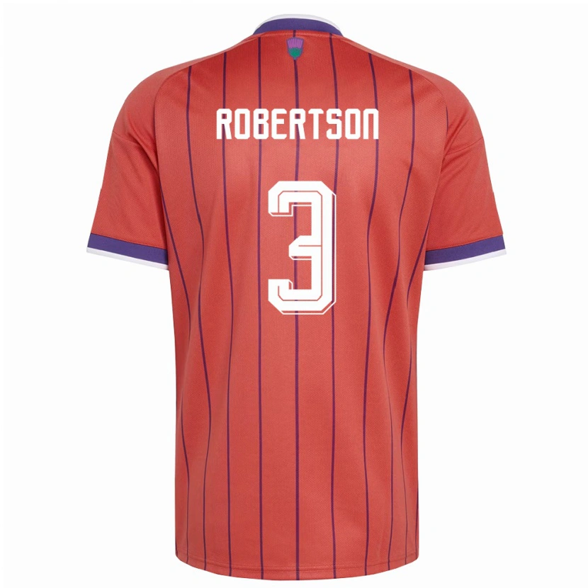 Danxen Mujer Camiseta Escocia Andrew Robertson #3 Naranja Púrpura 2ª Equipación 26-28 La Camisa México