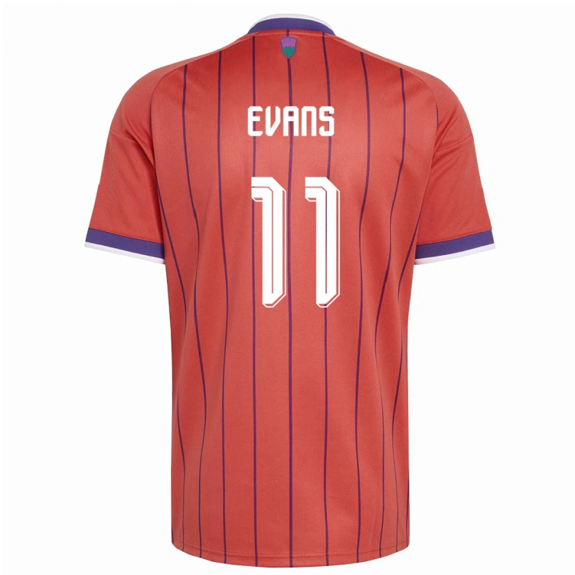 Danxen Mujer Camiseta Escocia Lisa Evans #11 Naranja Púrpura 2ª Equipación 26-28 La Camisa México