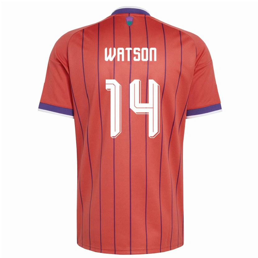 Danxen Mujer Camiseta Escocia David Watson #14 Naranja Púrpura 2ª Equipación 26-28 La Camisa México