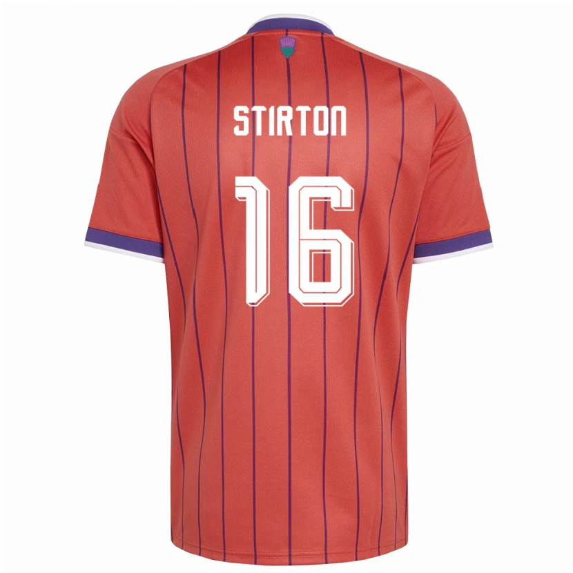 Danxen Mujer Camiseta Escocia Owen Stirton #16 Naranja Púrpura 2ª Equipación 26-28 La Camisa México