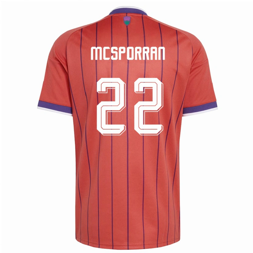 Danxen Mujer Camiseta Escocia Arran Mcsporran #22 Naranja Púrpura 2ª Equipación 26-28 La Camisa México