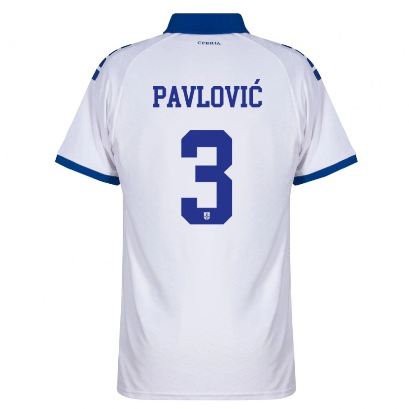 Danxen Mujer Camiseta Serbia Strahinja Pavlović #3 Marino Blanco Rojo 2ª Equipación 26-28 La Camisa México