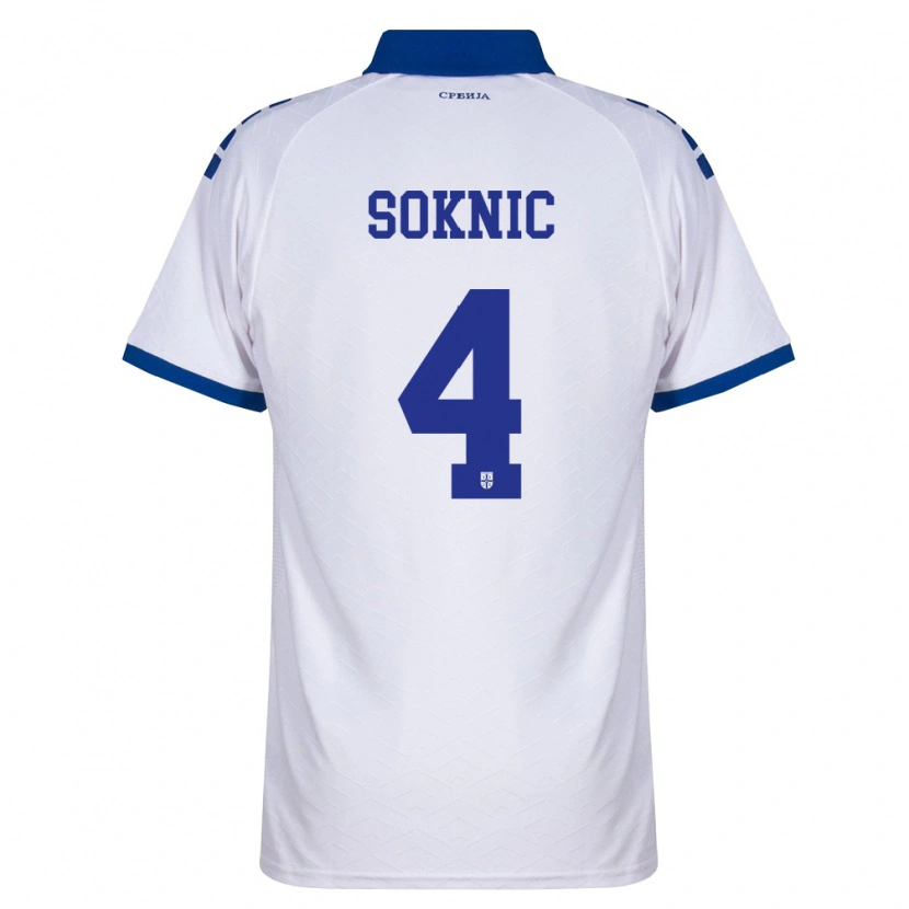 Danxen Mujer Camiseta Serbia Luka Soknic #4 Marino Blanco Rojo 2ª Equipación 26-28 La Camisa México