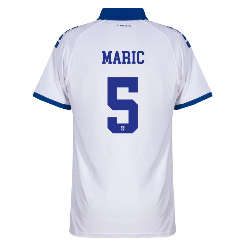 Danxen Mujer Camiseta Serbia Andrew Maric #5 Marino Blanco Rojo 2ª Equipación 26-28 La Camisa México