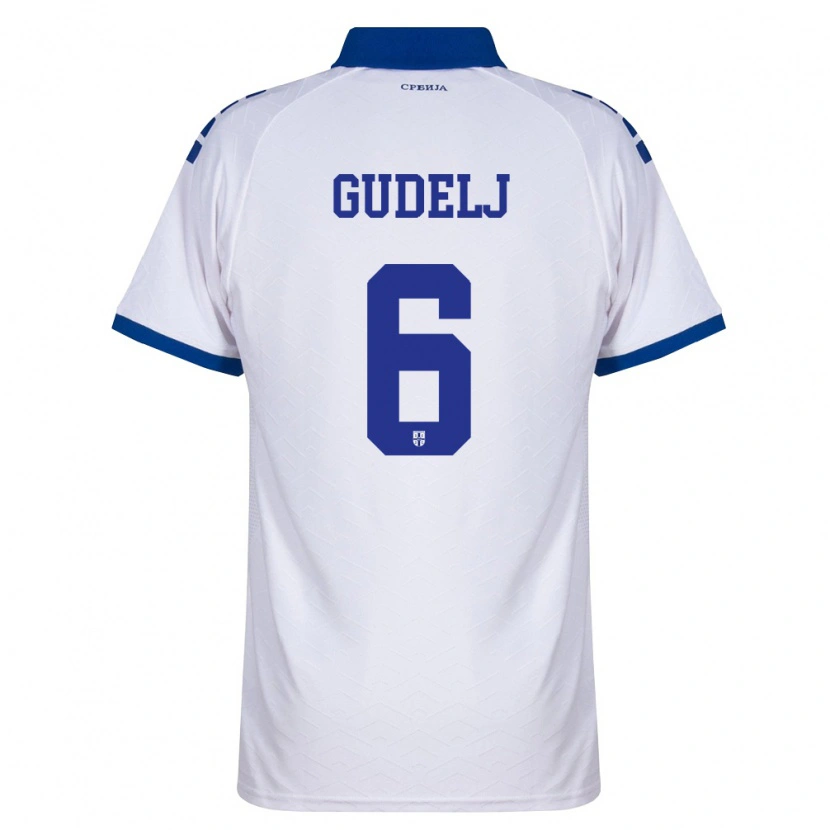 Danxen Mujer Camiseta Serbia Nemanja Gudelj #6 Marino Blanco Rojo 2ª Equipación 26-28 La Camisa México