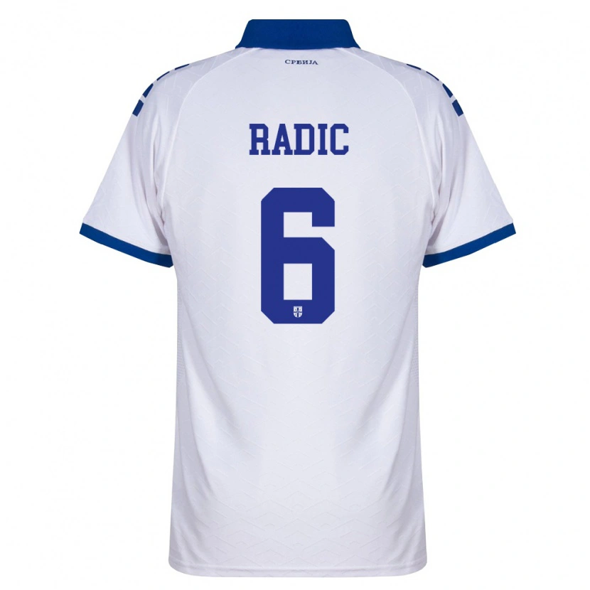 Danxen Mujer Camiseta Serbia Mihailo Radic #6 Marino Blanco Rojo 2ª Equipación 26-28 La Camisa México