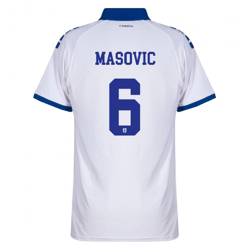 Danxen Mujer Camiseta Serbia Erhan Masovic #6 Marino Blanco Rojo 2ª Equipación 26-28 La Camisa México