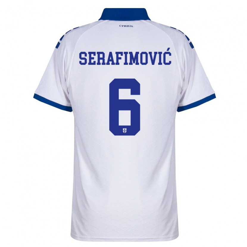 Danxen Mujer Camiseta Serbia Vojin Serafimovic #6 Marino Blanco Rojo 2ª Equipación 26-28 La Camisa México
