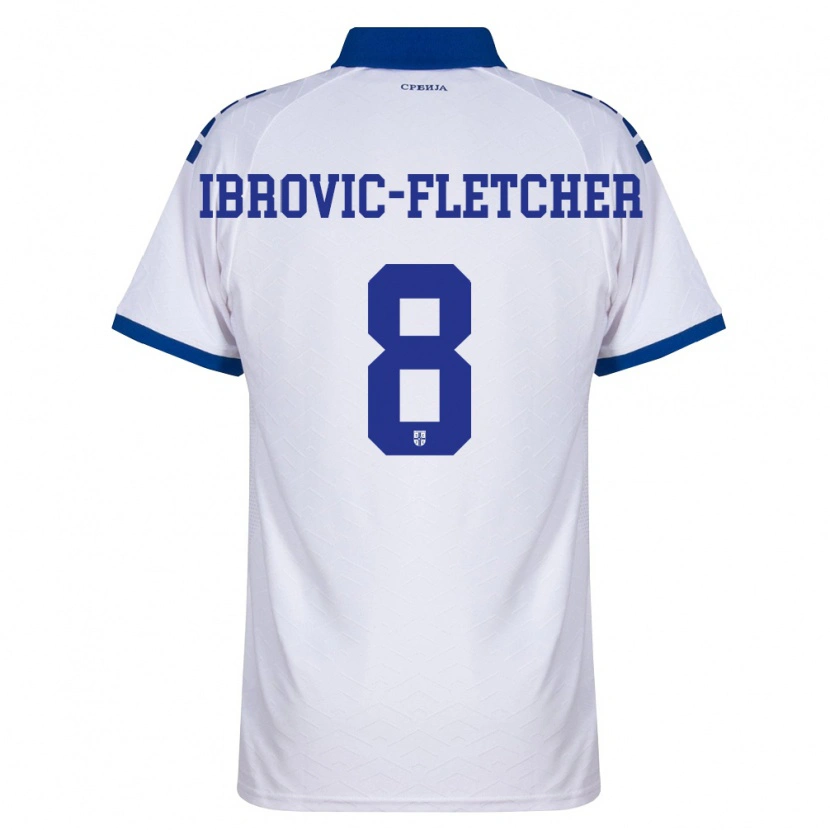 Danxen Mujer Camiseta Serbia Edward Ibrovic-Fletcher #8 Marino Blanco Rojo 2ª Equipación 26-28 La Camisa México