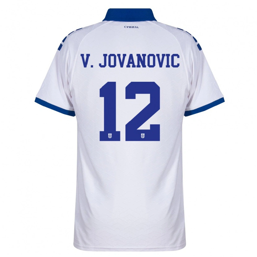 Danxen Mujer Camiseta Serbia Vukasin Jovanovic #12 Marino Blanco Rojo 2ª Equipación 26-28 La Camisa México