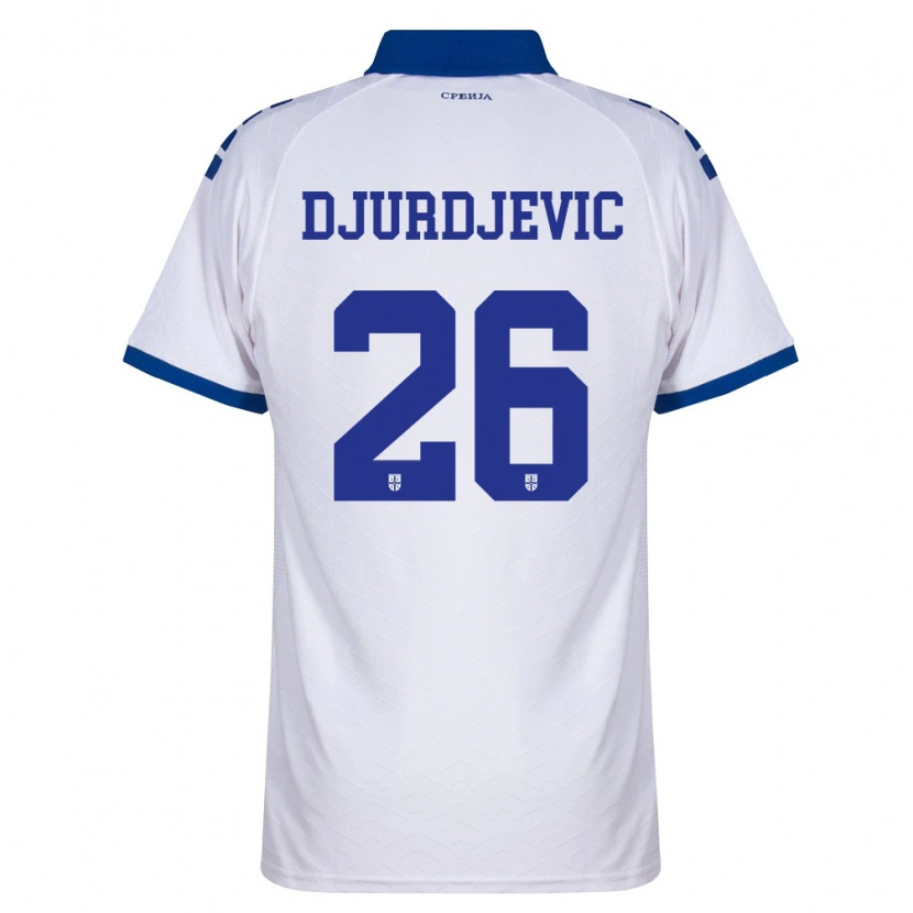 Danxen Mujer Camiseta Serbia Vukasin Djurdjevic #26 Marino Blanco Rojo 2ª Equipación 26-28 La Camisa México