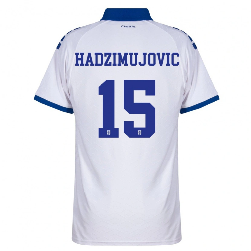 Danxen Mujer Camiseta Serbia Ahmed Hadzimujovic #15 Marino Blanco Rojo 2ª Equipación 26-28 La Camisa México