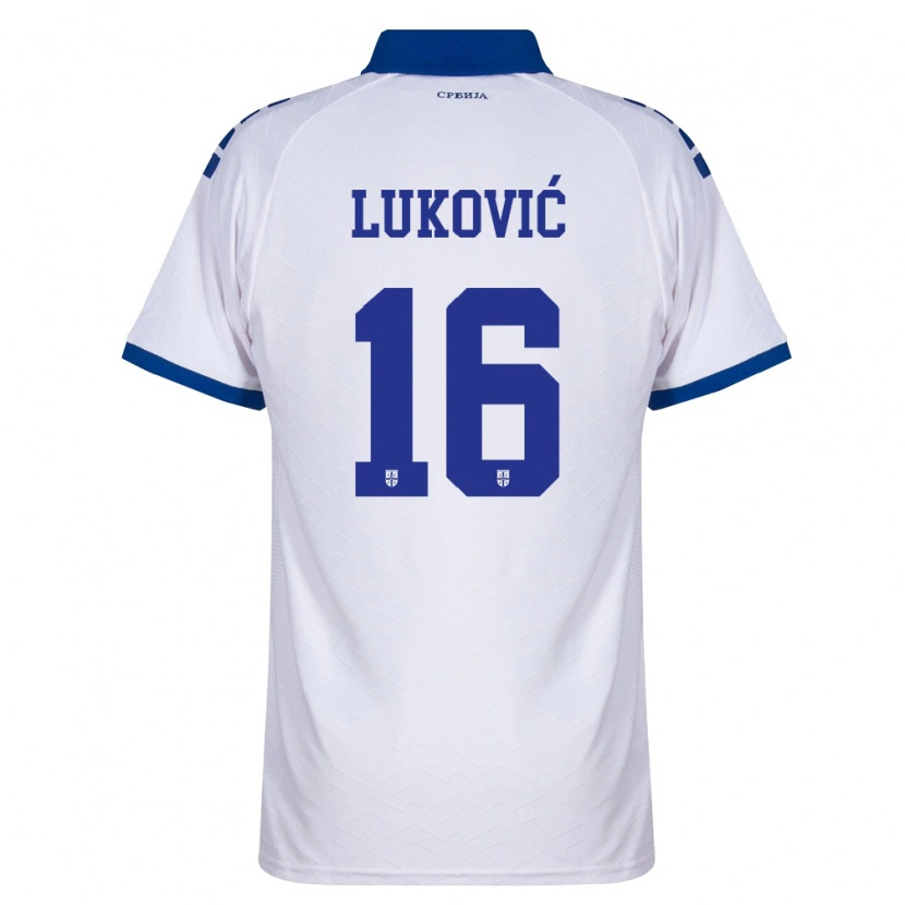 Danxen Mujer Camiseta Serbia Milos Lukovic #16 Marino Blanco Rojo 2ª Equipación 26-28 La Camisa México