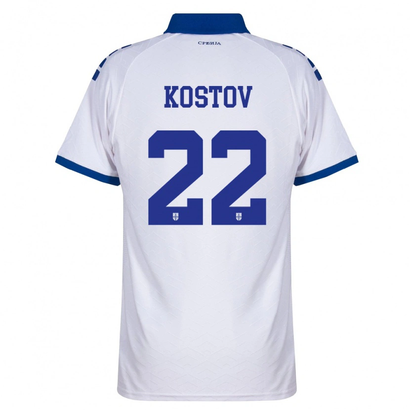 Danxen Mujer Camiseta Serbia Vasilije Kostov #22 Marino Blanco Rojo 2ª Equipación 26-28 La Camisa México