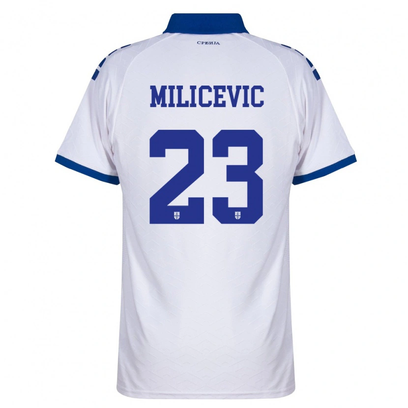 Danxen Mujer Camiseta Serbia Andrija Milicevic #23 Marino Blanco Rojo 2ª Equipación 26-28 La Camisa México