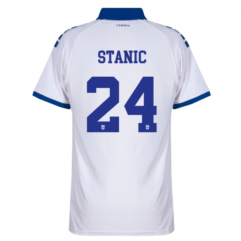 Danxen Mujer Camiseta Serbia Petar Stanic #24 Marino Blanco Rojo 2ª Equipación 26-28 La Camisa México