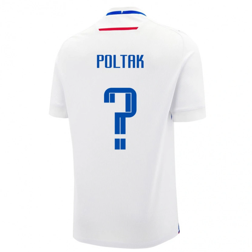 Danxen Mujer Camiseta Eslovaquia David Poltak #0 Blanco Azul 2ª Equipación 26-28 La Camisa México