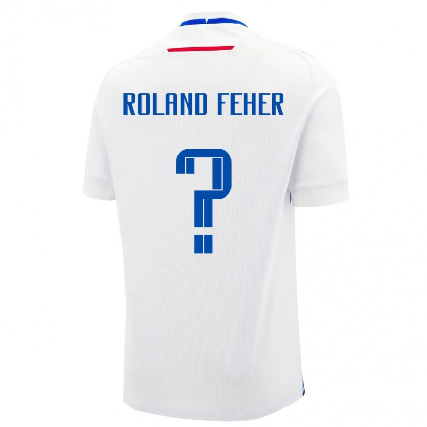 Danxen Mujer Camiseta Eslovaquia Mate Roland Feher #0 Blanco Azul 2ª Equipación 26-28 La Camisa México