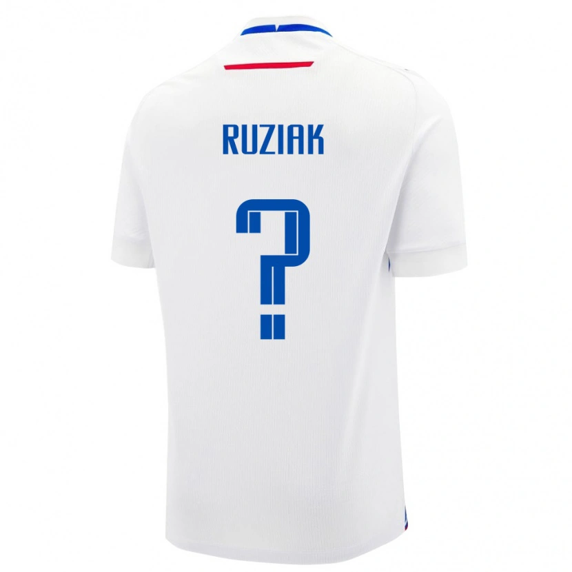 Danxen Mujer Camiseta Eslovaquia Miroslav Ruziak #0 Blanco Azul 2ª Equipación 26-28 La Camisa México