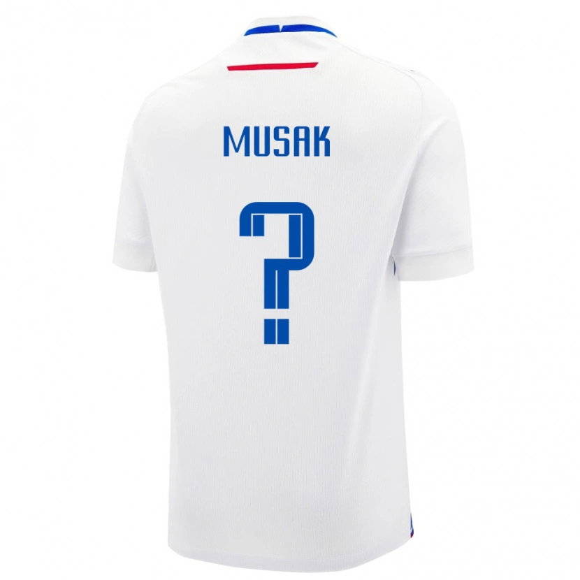 Danxen Mujer Camiseta Eslovaquia Artur Musak #0 Blanco Azul 2ª Equipación 26-28 La Camisa México